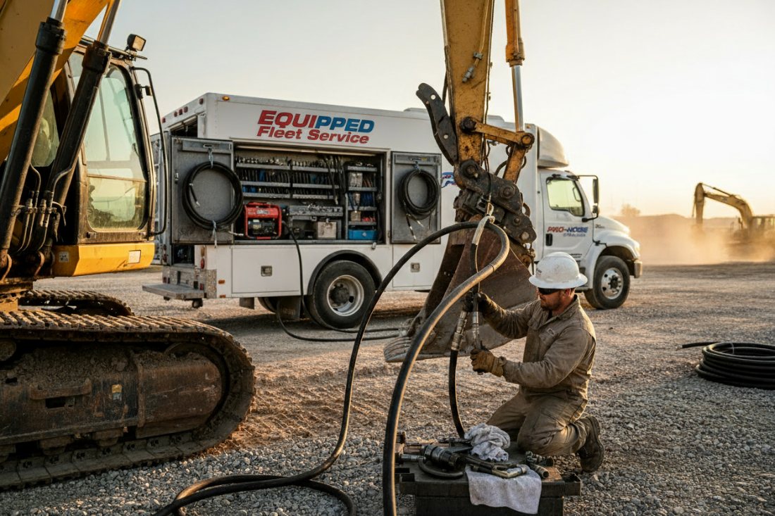 Can you have the van in the background say Equipped fleet Service?